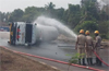 Udupi: Gas tanker overturns near Katapady; leak triggers emergency response
